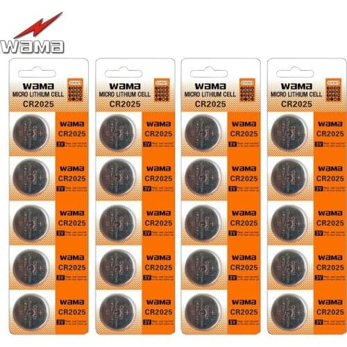 20pcs/4pack Wama CR2025 Button Cell Batteries BR2025 2025 DL2025 Lithium 3V Coin Battery Car PC Board Remote New