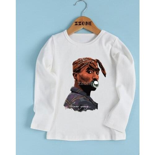 Children Tupac 2pac Hip Hop Swag Printed T-shirt Kids Baby Fashion Casual Clothes Girls/Boys Long Sleeve White T-shirt,LKP287