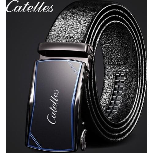 Men Ratchet Click Belt Genuine Leather Belt For Men Jeans Holeless Automatic Sliding Buckle Belt