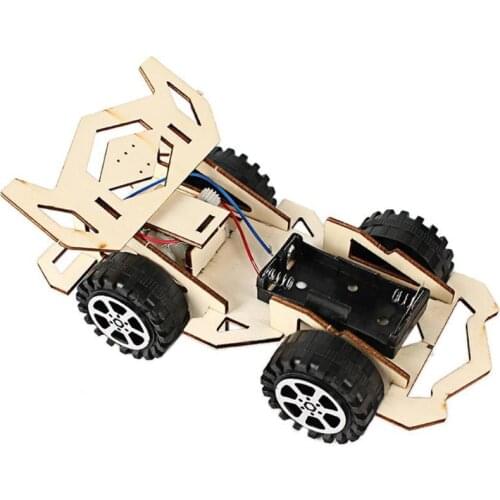 DIY Electric Wood Racing Car Assembled Puzzles Scientific Experiment Educational Mini Model Early Learning Toy For Children Kids