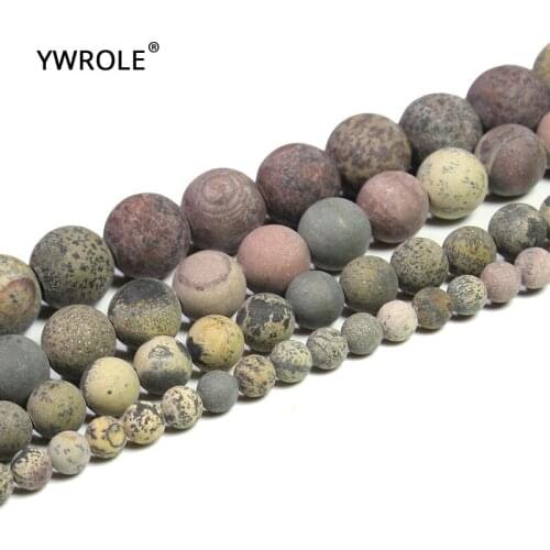 Natural Dull Polish Pattern Stone Round Loose Beads For Jewelry Making DIY Bracelet Necklace Handmade Material 4/6/8/10 mm