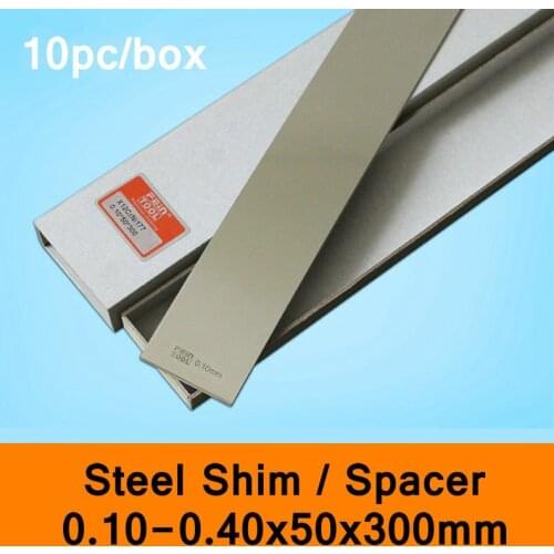 Stainless Steel Spacer Mold Mould Adjustable Gasket Shim Filler Feeler Leaf Thin Steel Sheet 10pcs/Box Wall 0.10-0.40mm 50x300mm