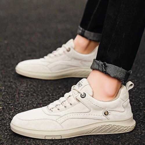 Men Shoes fashion cow suede Leather Breathable Autumn High Quality flats lace up comfortable Casual men Shoes Outdoor Sneakers