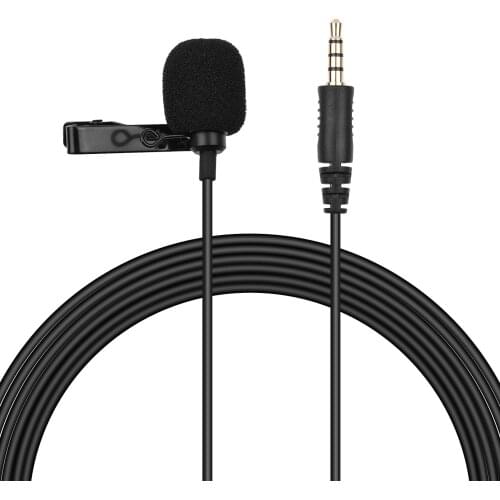 Mini Lavalier Microphone Omnidirectional Condenser Clip-on Mic with 3.5mm TRRS Plug 3-Meter-Long Cable for Smartphone Tablet