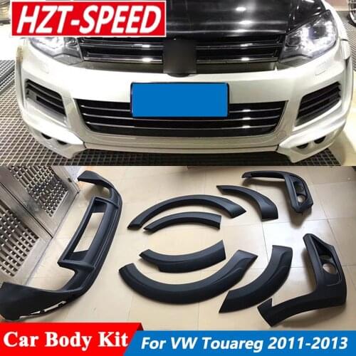 Modify to Wide Style Car Body Kit Unpainted FRP Material Front Bumper Rear Diffuser Fender Flares For VW Touareg Modification