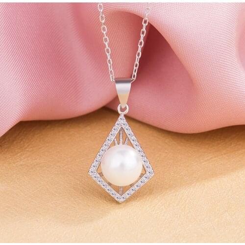 Fashion Elegant Woman Pearl Pendants Necklace 100% 925 Sterling Silver Zircon Choker Charm Fine Jewelry Gift