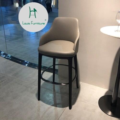 Louis Fashion Bar Stools Minimalist high-legged bar stool modern minimalist leather Club Cafe Hotel mobile phone shop