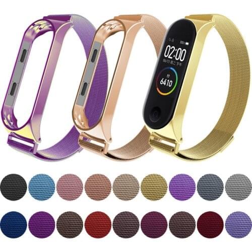 2020 fashion Black silver gold Metal smart bracelet strap suitable for Xiaomi 3 Xiaomi 4 Milanese magnetic strap