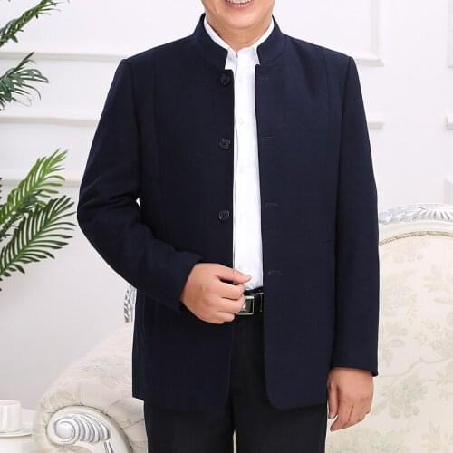 Middle-age Men Jackets Solid Color Jacket Simple Coat Casual Single Breasted Coats 50% Off Male Clothing
