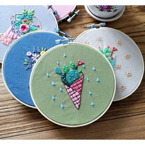 DIY Embroidery Flower Handwork Needlework for Beginner Cross Stitch Kit Ribbon Painting Embroidery Hoop Home Decoration