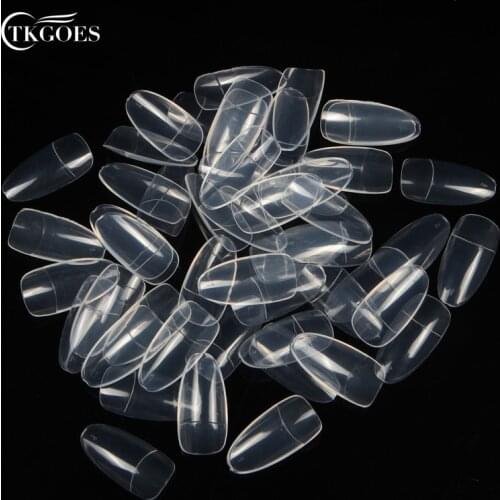 TKGOES 500PCS False Nails Oval French Fake Nails Short Half Cover Nails 2 Colors Decorated ABS Professional Nail Tips Manicure