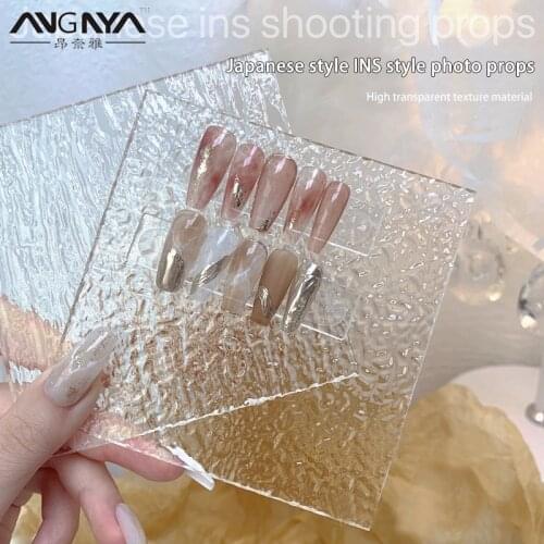 ANGNYA New Crystal Nail Art Display Board Nail Art Work Show Ice Cube Pattern Japanese Style Photo Props Tool showing shelf