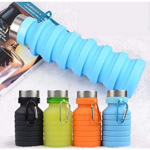 New Foldable Water Bottle 550ML Silicone Kettle MTB Bike Cups Outdoor Sports Camping Hiking Travel Tools Collapsible Bottle 2021