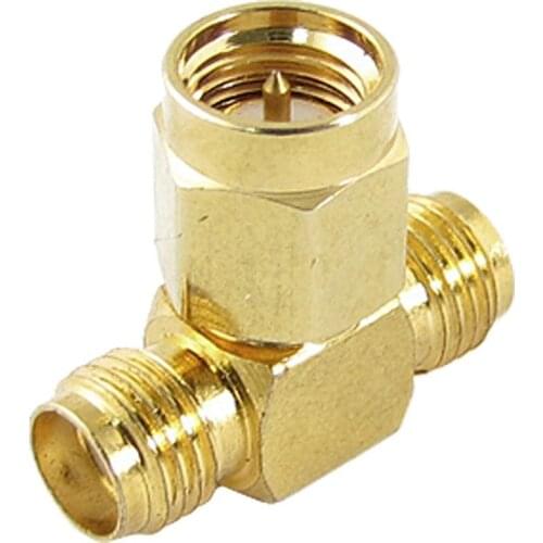 2015 Hot SMA Male to Two SMA Female Triple T RF Adapter Connector 3 Way Splitter New