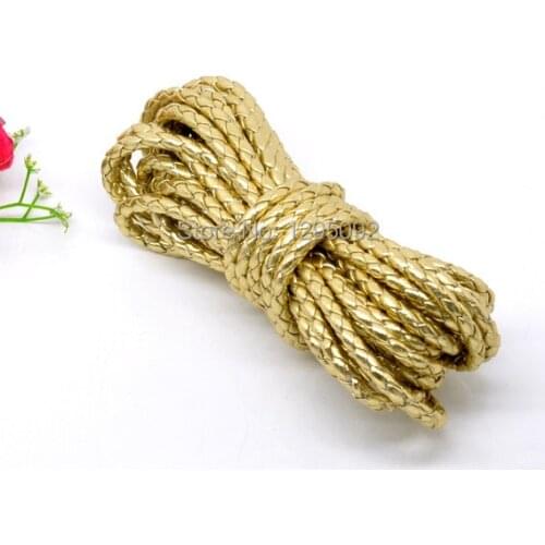 5M Cord Braiding Leatheroid For Making Bracelet Necklace Gold Plated Jewelry DIY Creation 5mm