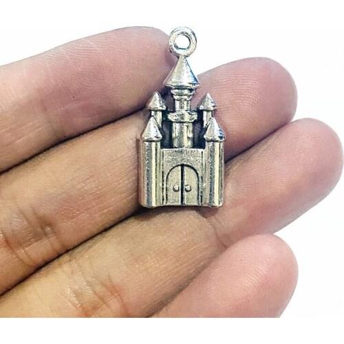 6pcs Charms Castle Chapel Cathedral 28x15mm Tibetan Silver Color Pendants Antique Jewelry Making DIY Handmade Craft Accessories