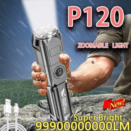 Portable Flashlight USB Rechargeable Zoom Highlight Tactical Flashlight Outdoor Lighting Lamp Olight Camping Lantern Fishing