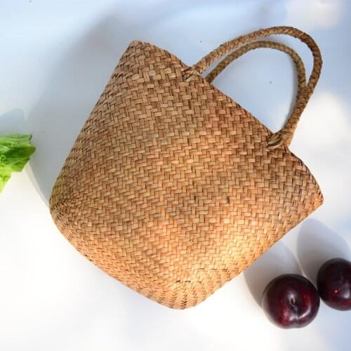 Casual Straw Bag Natural Wicker Tote Bags Women Braided Handbag For Garden Handmade Mini Woven Rattan Bags