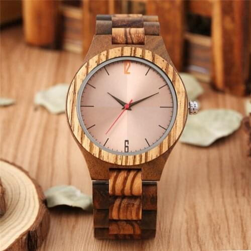 Modern Fashion Mens Wood Bangle Arabic Number Display Clock Quartz Movement Watch Full Natural Wooden Band Delicate Present