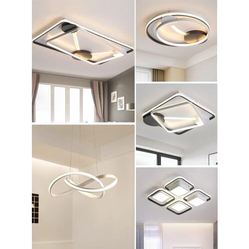 Modern LED Ceiling Light Fixtures For Living Room Bedroom Home Lighting With Remote Control Dimmable Black White Lamp Lustre