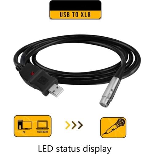 USB Microphone Cable 3 Meters USB Male To XLR Female Cable Connector Adapter
