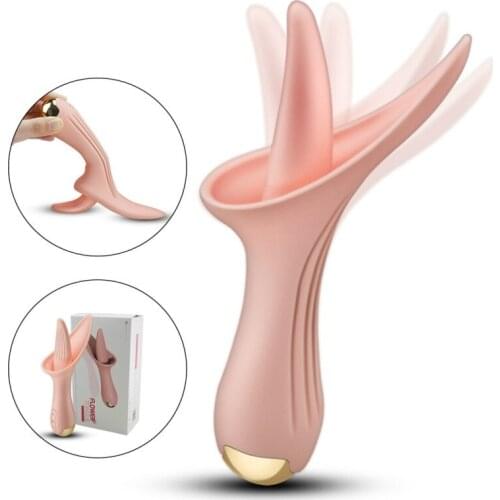 Tongue Licking Vibrator Sex Toys For Women Rechargeable Massage Stick Female Masturbation Silicone Oral G-spot Clitoris Massager