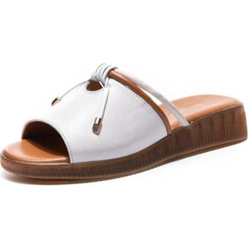 2020 New Summer Fashion Popular Open Toe Sandals Comfortable Genuine Leather Elegant Silppers Soft Bottom Wedge Women Sandals