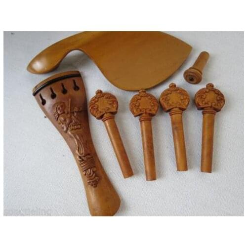 1sets 4/4 violin carved parts,nice boxwood parts,fine workmanship