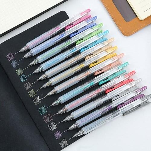 12 Colors Metallic Highlight Pen Set 0.5mm Push-type Gel Pens School Stationery High Capacity Hand Account Pen Illustrator Pens