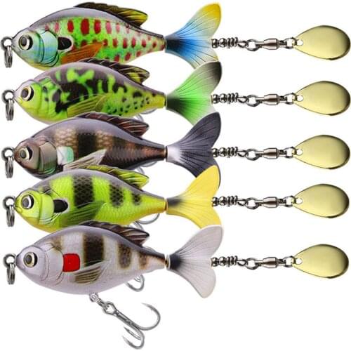 16.5G/6CM Rotate Tail Popper Lure Topwater Wobble Fishing Lures Bait Bass Fishing Tackle