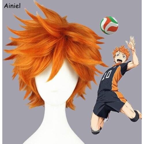 2020 Anime Cosplay Haikyuu Wig Hinata Shoyo Orange Reflected Fuffy Short Synthetic Hair Halloween Party Props Gifts Boys Girls