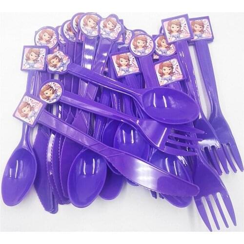 30pcs/set Birthday Sofia Party Supplies Tools Cartoon Theme Spoo/Knife/Fork Birthday Favors Sofia Party Decoration