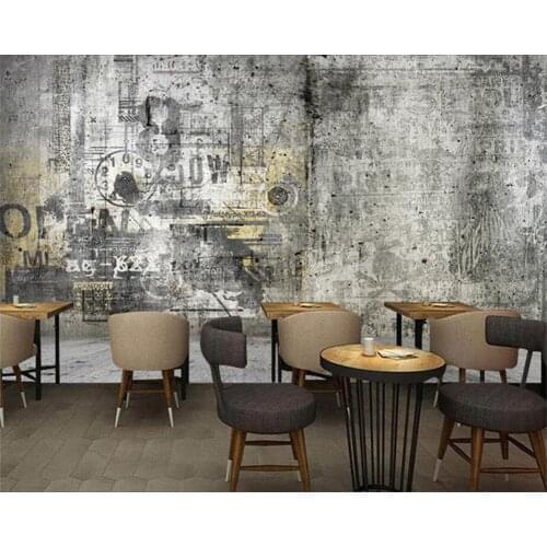 Beibehang Custom wallpapers home decoration mural industrial wind nostalgic cement letter wall background painting 3d wallpaper