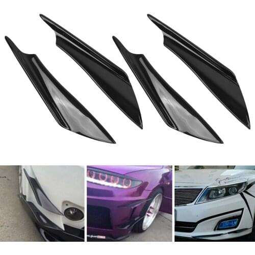 4pcs/set Universal Front Bumper Lip Decoration Diffuser Splitter Fins Body Spoiler Canards Valence Chin Car Tuning Canard