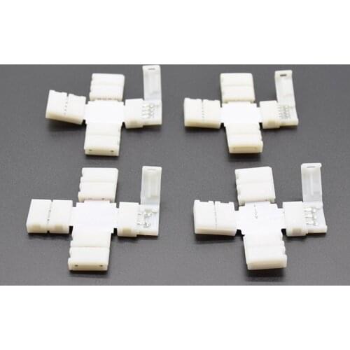 5pcs/lot LED Strip Connector 2pin 3pin 4pin 5pin 10mm X Shape Free Welding Connector RGB Light Tape Ribbon