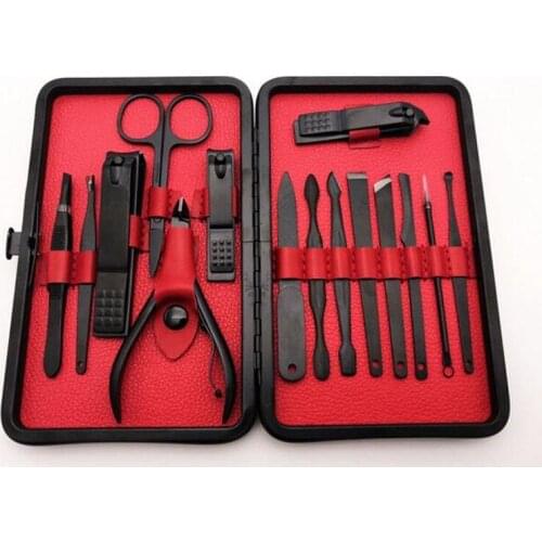 6sets 15pcs/Set Professional Stainless Steel Nail Clipper Kit Pedicure Scissors Tweezer Knife EarPick Manicure Set Nail Ar