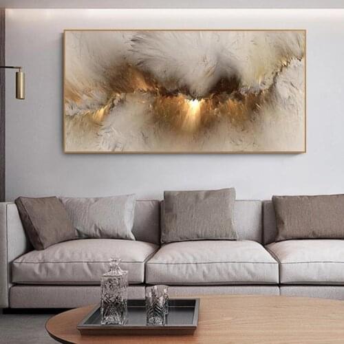 Abstract Grey Yellow Cloud Abstract Oil Painting Think Independe Wall Picture for Living Room Canvas Modern Art Poster