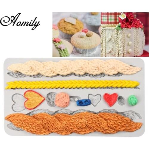 Aomily 3D Wool Knit Silicone Sweater Fondant Mould Cake Border Decorating Molds Sugar Icing Gumpaste Kitchen DIY Baking Tools