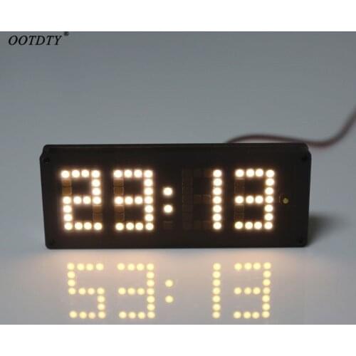 OOTDTY Car LED Dot Matrix Clock Temperature Voltage Display 4.0 ~ 25V Multi-function 3in1 Time Thermometer Voltmeter