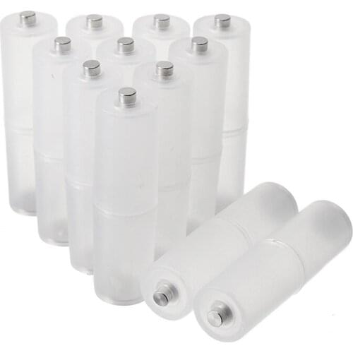 12pcs AAA to AA Battery Adaptor Holder Case Converter Switcher Plastic Transparent Case Switcher Battery Storage Box