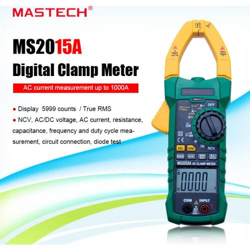 Digital Clamp Meter MS2015A Current tester RMS AutoRange 1000A Multimeter Frequency Capacitance NCV voltage detector