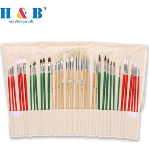 H&B Detail Paint Brushes, Set of 36, Fine Detail Brush Set for Miniature Models and Canvases, Synthetic, Hog Bristle,Horse Hair