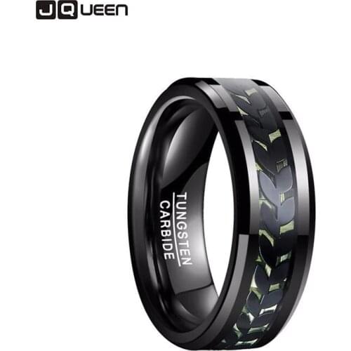 Classic Plating Black inlaid Leaf Pattern Engagement Tungsten Steel Ring for Men Polish Blue Carbon Fiber Wedding Band For Man