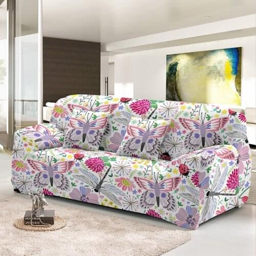 Colorful Dragonfly Printing Sofa Cover For Living Room Decor Elastic All-Inclusive L Shape Couch Covering 1/2/3/4 Seaters