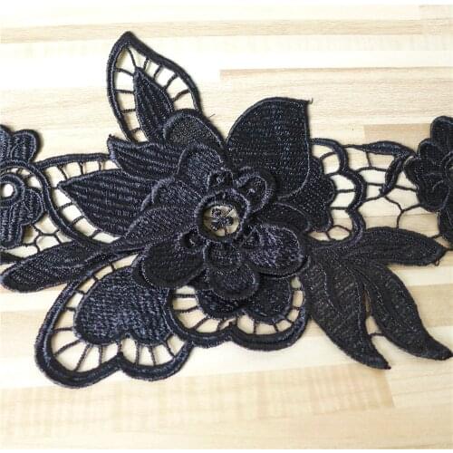 3 yards/lot 13cm Width Gorgeous Black Lace Trim Flower Lace Ribbon Sewing Craft Lace Accessories