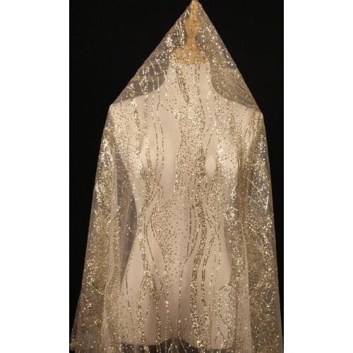 Sequin Lace Fabric for Wedding Dress Gown Striped Tulle Lace Fabric with Sparkles for Bridal Dress 150x50cm Sewing Fabrics