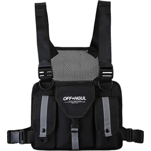 Fashion Transparent Streetwear Hip-Hop Men Utility Chest Rig Bag Multiple Unisex Reflective Laser Tactical Check Chest Bags