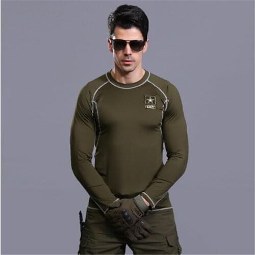 Mens Quick Dry O Neck long sleeve T shirt Keep-Warm Tops Police Motion Camping leisure Military Tactical Style Tees