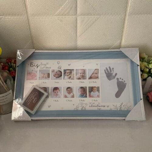 2021 New Baby 12 Months Hand and Foot Print Commemorative Photo Frame Newborn Childhood Growth Record Creative Picture Holder