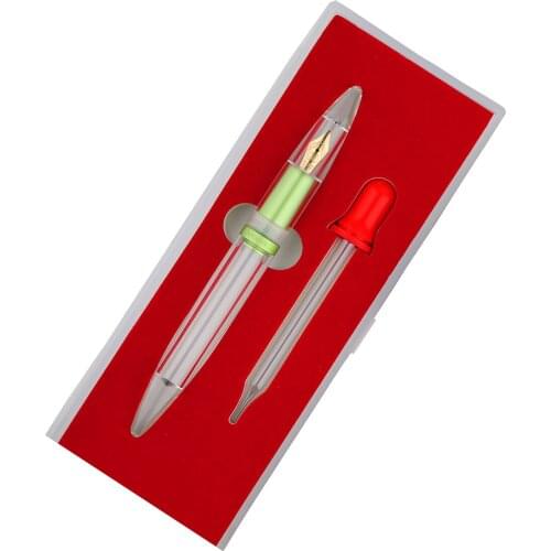 Upgraded Moonman M2 Dropper Metal Fountain Pen Transparent Large-Capacity Matte Green Iridium EF/F 0.38/0.5mm Writing Gift Set